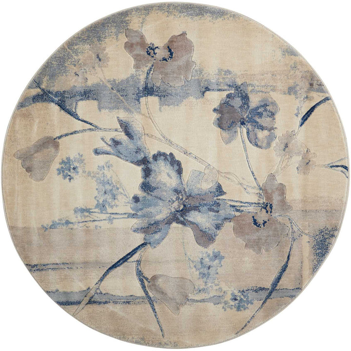 Arnim Floral Blue/Ivory Area Rug Lark Manor™ Rug Size: Round 5'6"