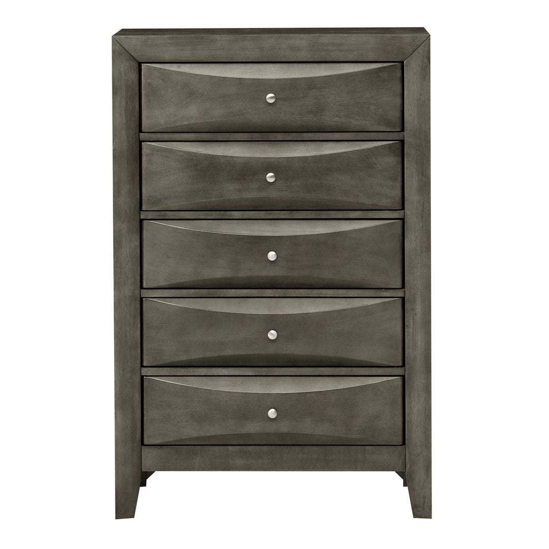 Marilla 5-Drawer Chest Glory Furniture Color: Gray