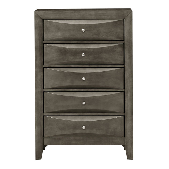 Marilla 5-Drawer Chest Glory Furniture Color: Gray
