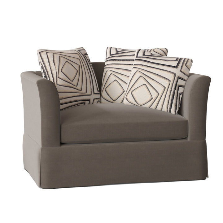 Charlene 50" Wide Armchair Highland Dunes Body Fabric: Akiko Graphite Performance, Throw Pillow Fabric: Bevin Marble
