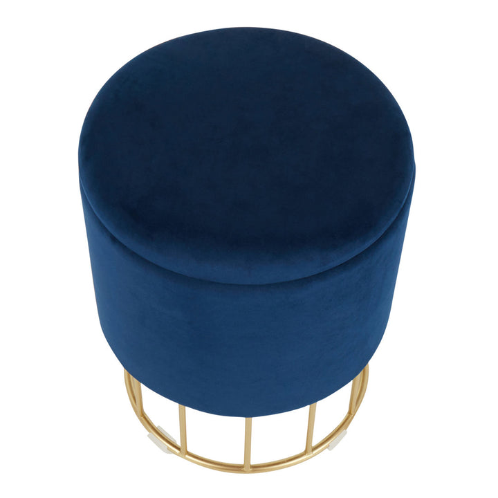 Aleena 13.5" Wide Velvet Round Storage Ottoman Etta Avenue™ Upholstery Color: Blue