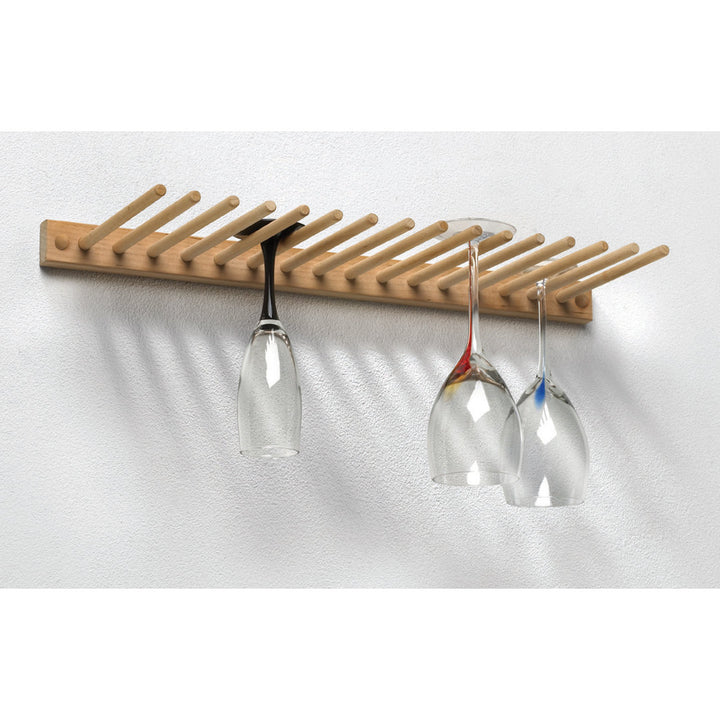 Danyia Solid Wood Wall Mounted Wine Glass Rack in Natural George Oliver