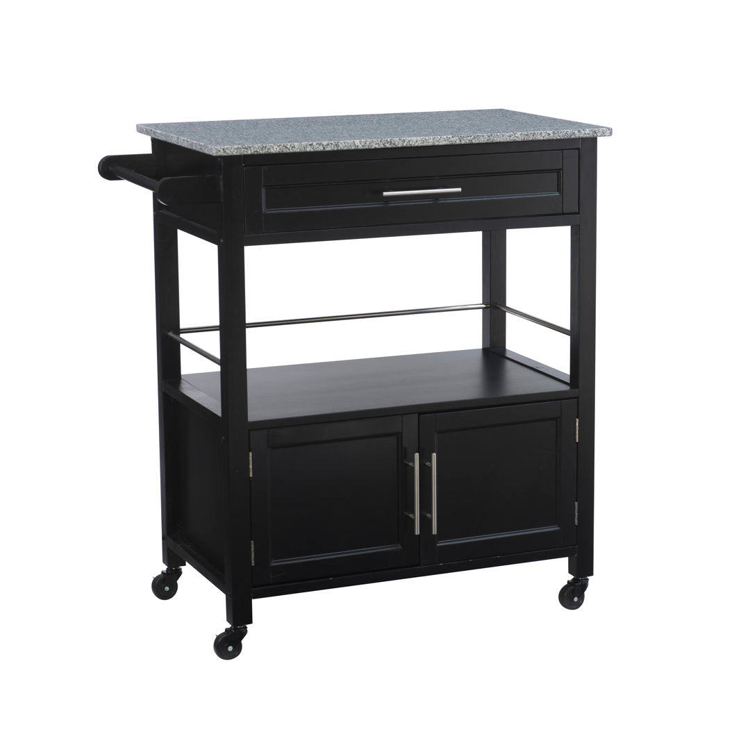 Ager Granite Top Kitchen Cart With Storage Space Latitude Run® Base Finish: Black