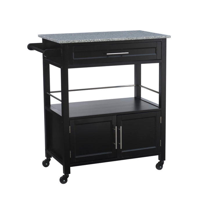 Ager Granite Top Kitchen Cart With Storage Space Latitude Run® Base Finish: Black