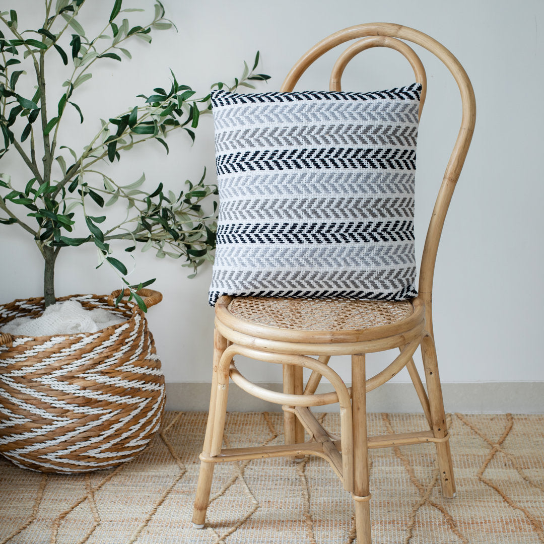 Hand-Woven Chevron Cotton Throw Pillow Rajani Home Color: Gray/Black