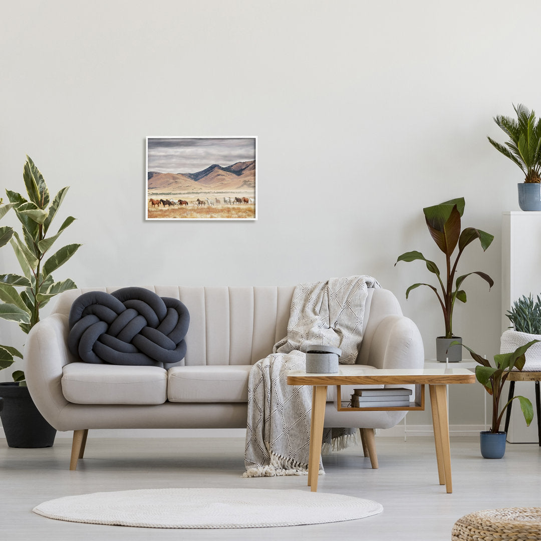 Wild Horses Roaming Across Western Landscape - Painting Print Foundry Select Size: 20" H x 16" W Format: White Framed