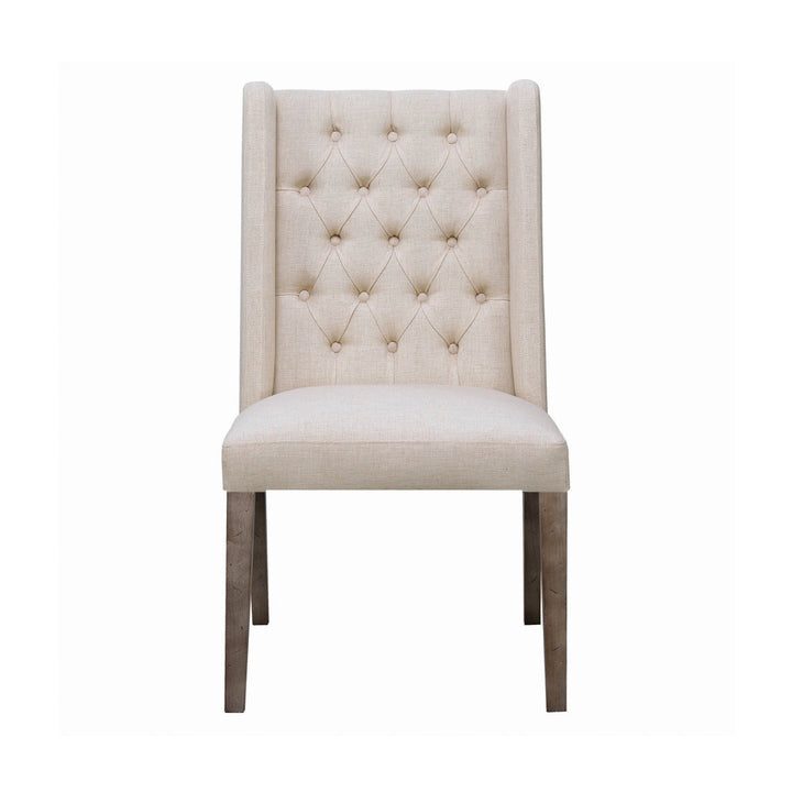 Jorvin Tufted Upholstered Wingback Side Chair in Beige (Set of 2) Gracie Oaks