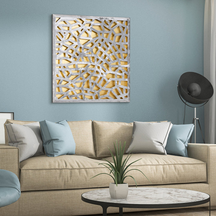 Enigma Abstract Metal Wall Décor Ivy Bronx Finish: Gold