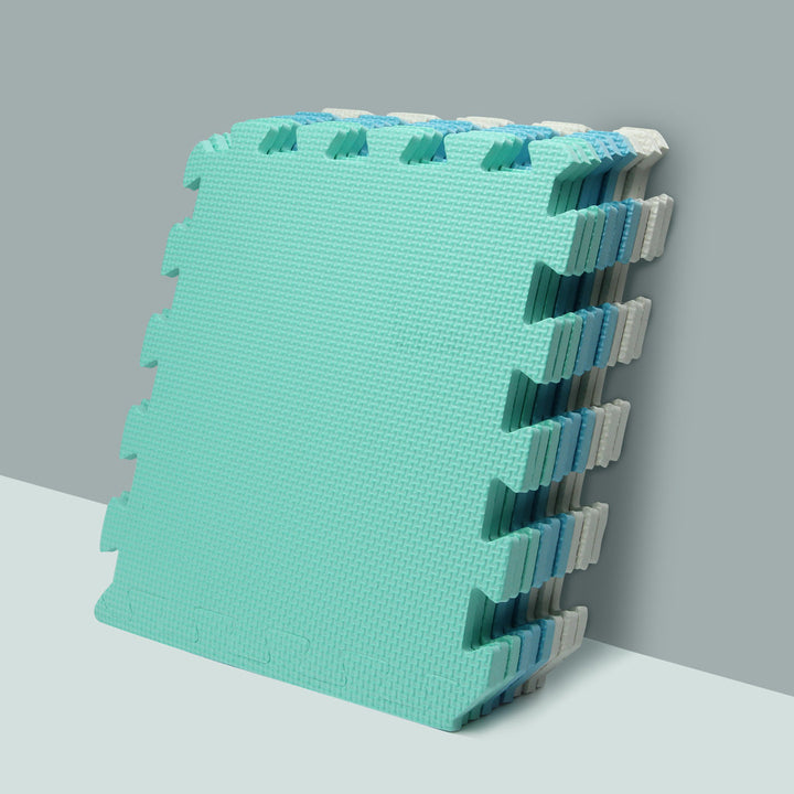 Interlocking Foam Playmat (Set of 18) LAITIMIA Color: Blue/White/Green