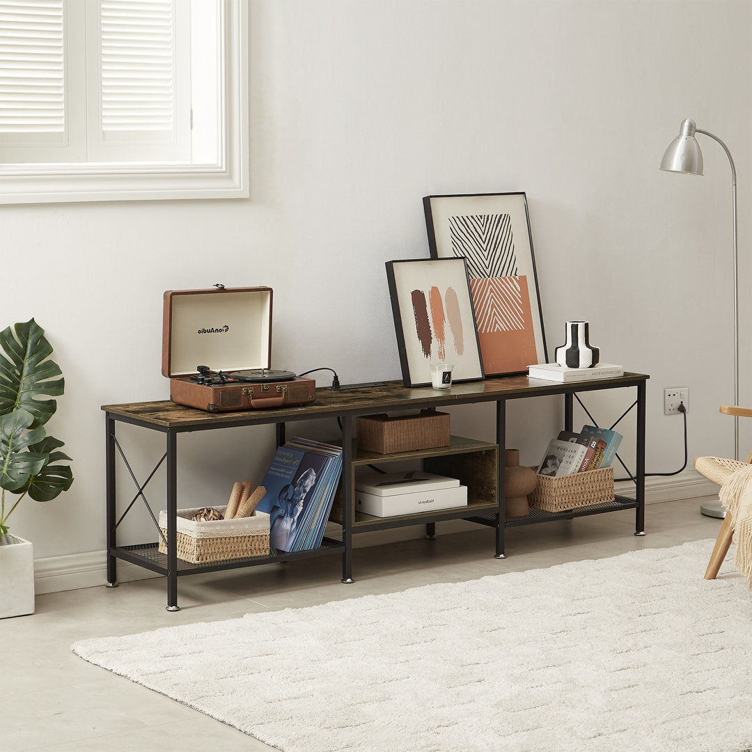 Pridgen TV Stand with Power Outlets, Entertainment Center Media Console with Charging Station Trent Austin Design® Color: Brown Overall Entertainment Center Width - Side to Side: 70