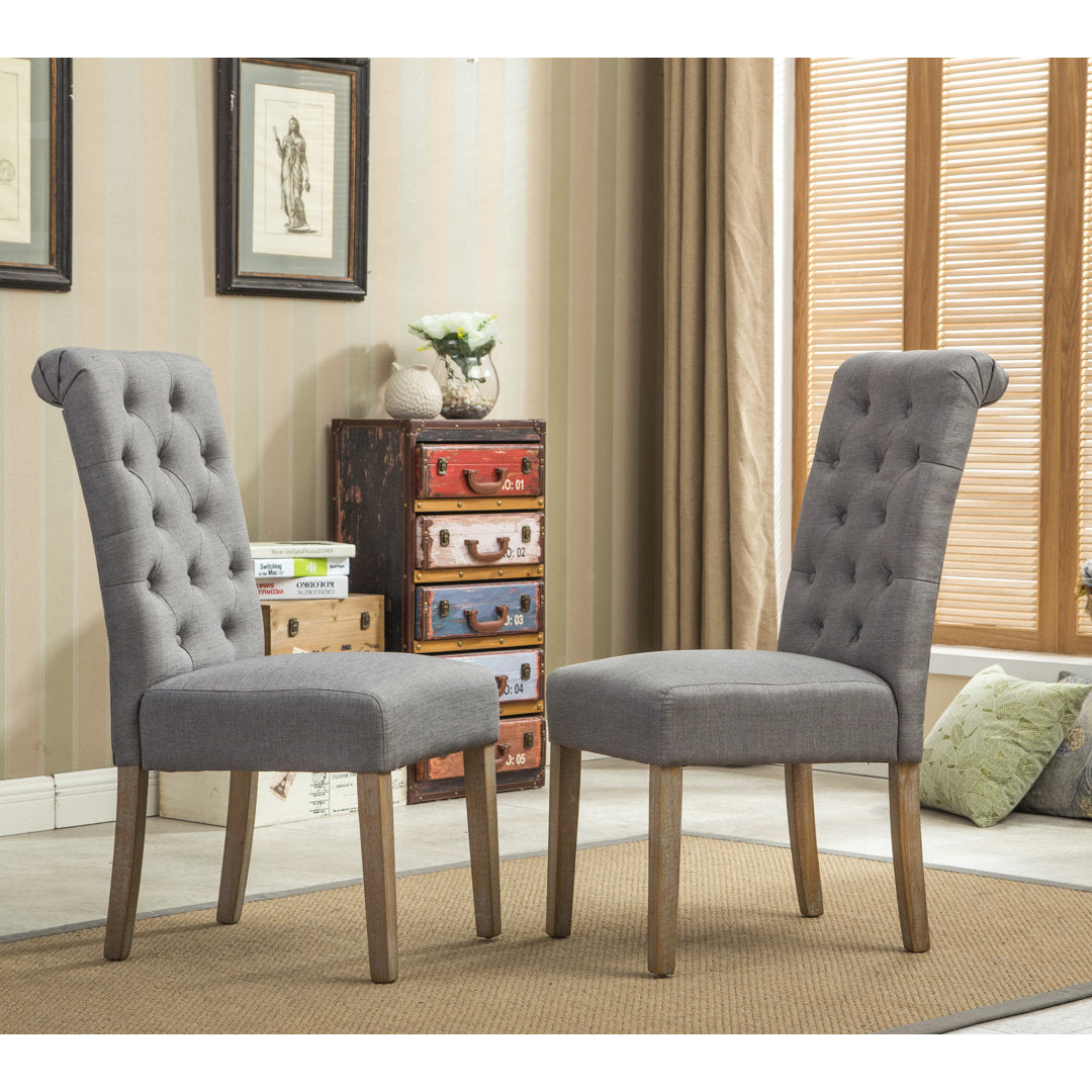 Charlotte Tufted Upholstered Parsons Chair (Set of 2) Red Barrel Studio® Upholstery Color: Gray