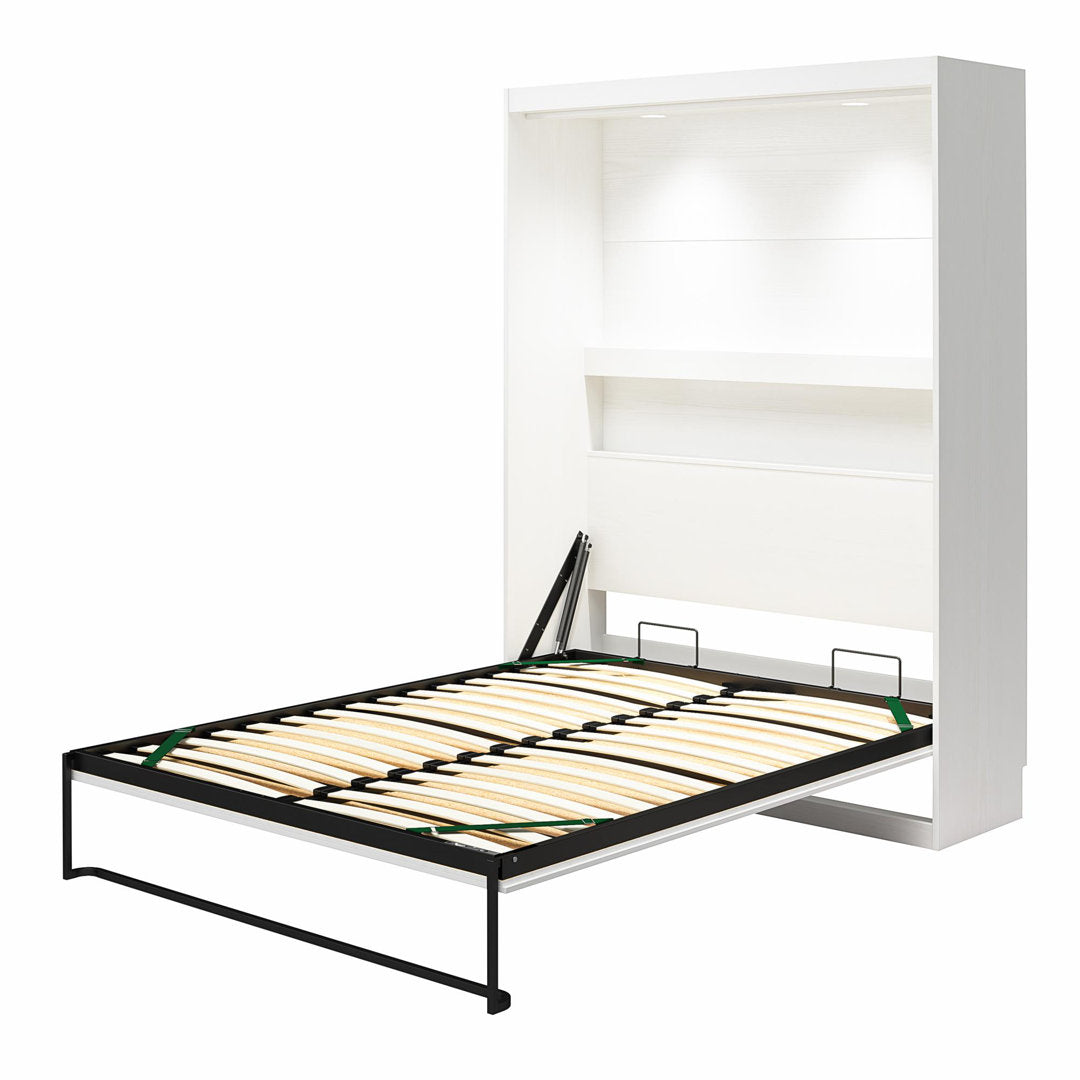 Makassar Murphy Bed with Gallery Shelf & Touch Sensor LED Lighting Wade Logan® Color: White Size: Full / Double