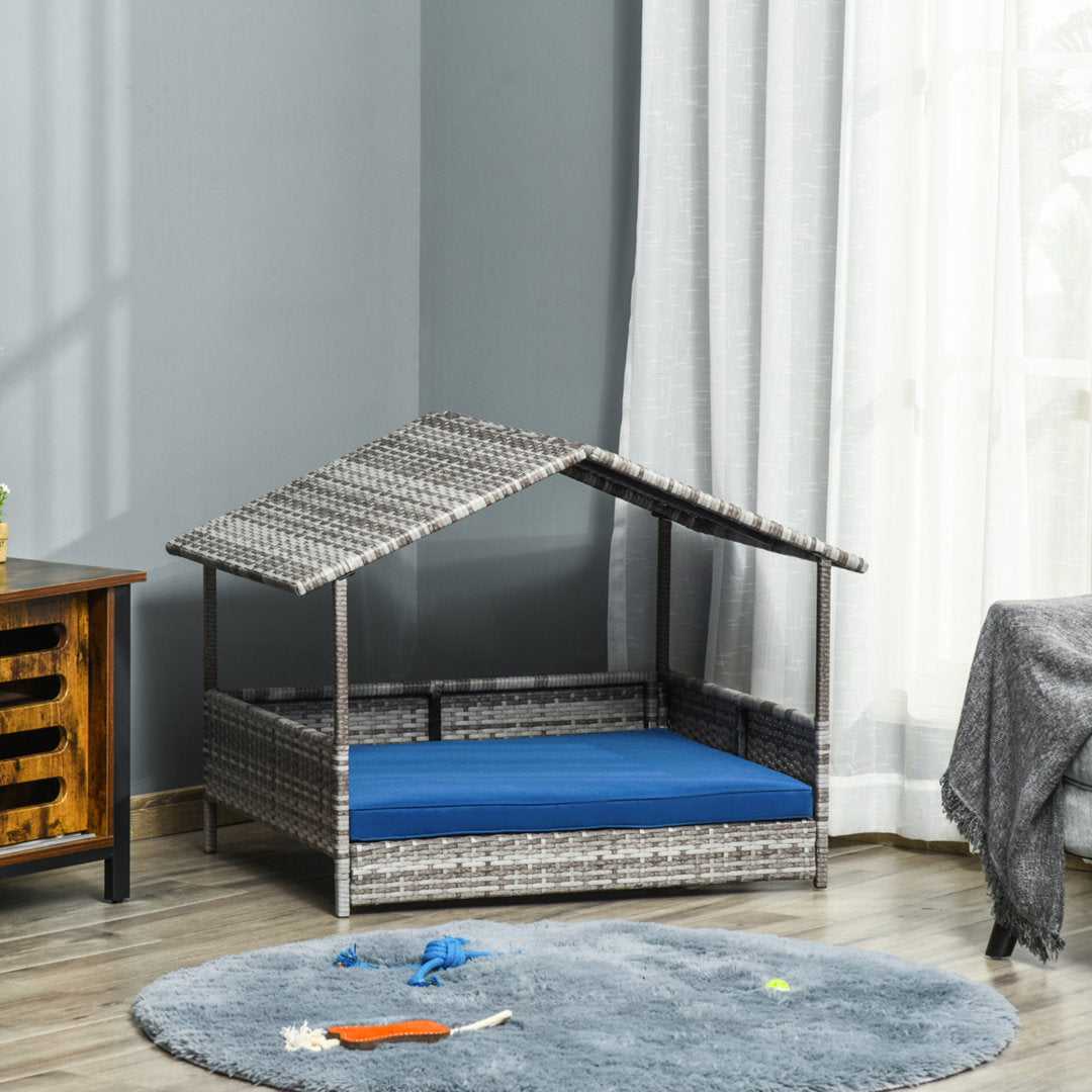 Lininger Wicker Dog House Three Posts™ Size: 28.5" H x 38.5" W x 27.25" D Finish: Gray