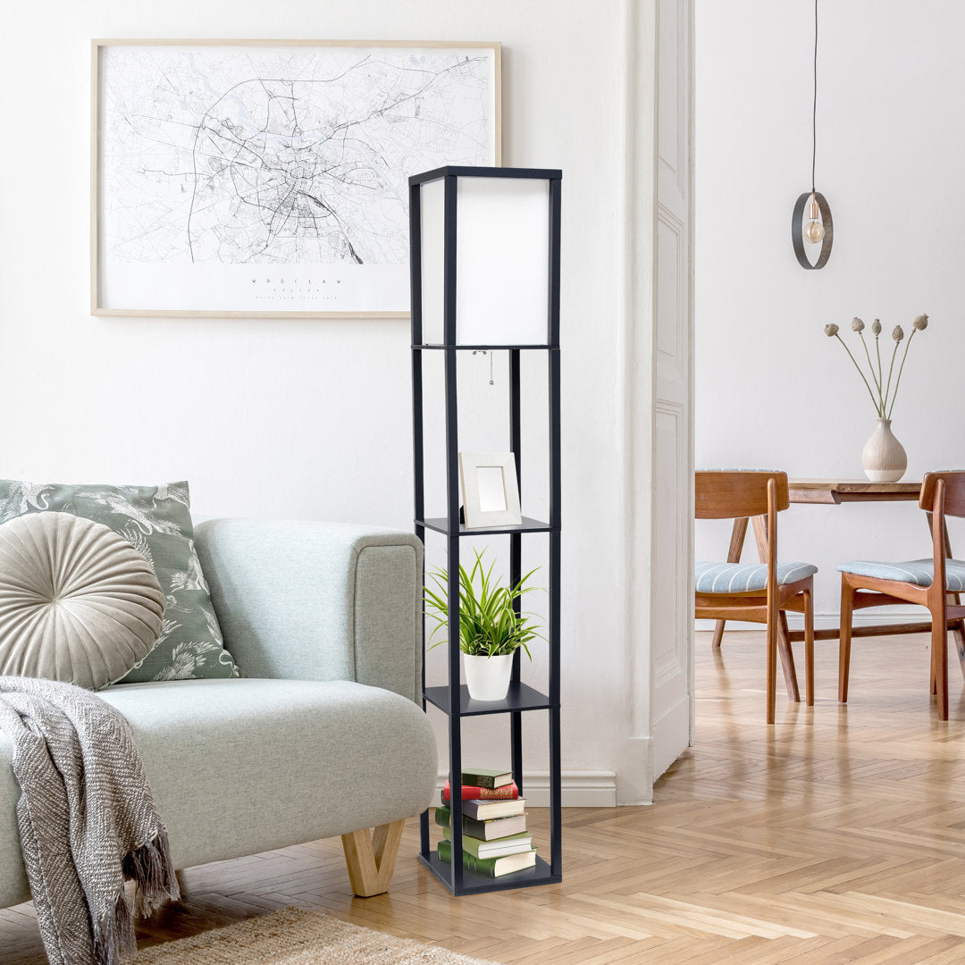 Abeyta 62.75" Column Floor Lamp Mercury Row® Teen Bulb Included: No, Base Finish: Black
