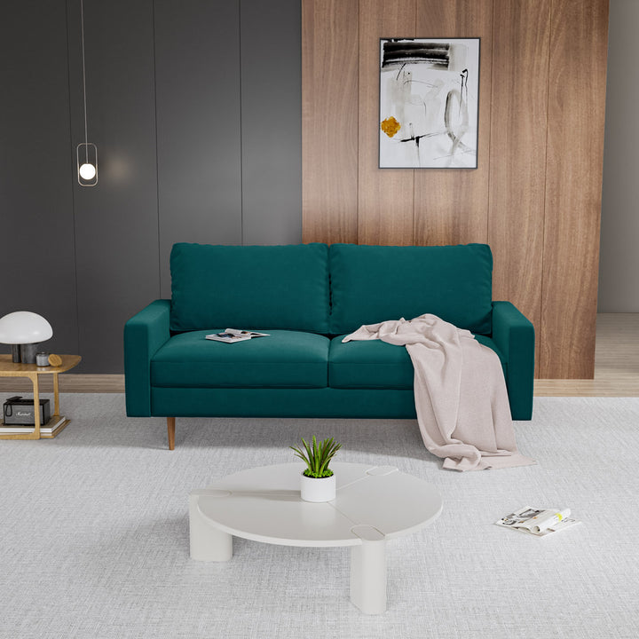 Markham 70" Velvet Square Arm Sofa Willa Arlo™ Interiors Fabric: Teal Blue Polyester