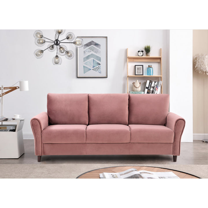 William Street Flared Arm Sofa House of Hampton® Size: 33.46" x 80.31" x 30.32" Fabric: Rose