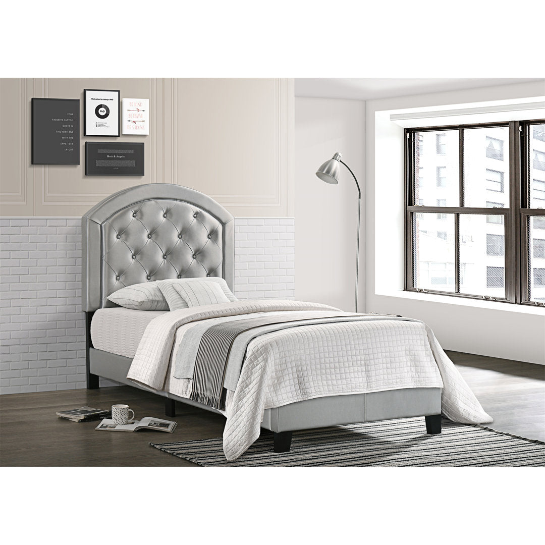 Manhasset Wooden Upholstered Platform Bed with Adjustable Tufted Headboard House of Hampton® Color: Silver Size: Twin
