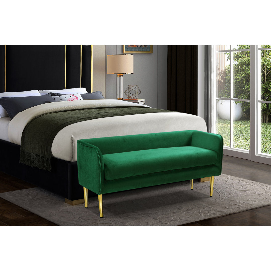 Manuel Upholstered Bench Everly Quinn Color: Green Velvet