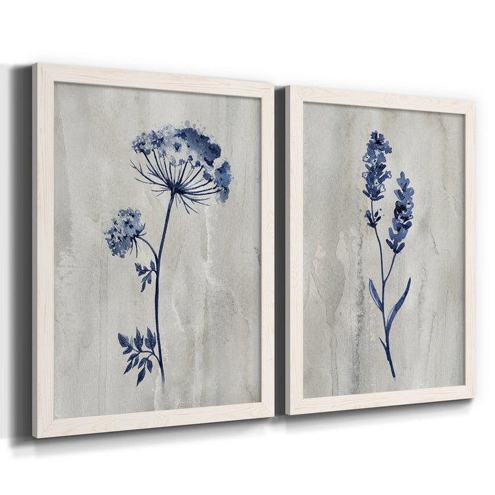 Indigo Botanical I - 2 Piece Graphic Art Print Set Laurel Foundry Modern Farmhouse® Mat Color: No Mat Size: 37.5" H x 55" W x 1.5" D Format: White Framed Canvas
