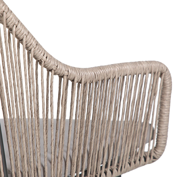 Cassil Patio Dining Armchair with Cushion (Set of 2) Wade Logan® Frame Color/Cushion Color: Beige Frame/Light Gray Cushion