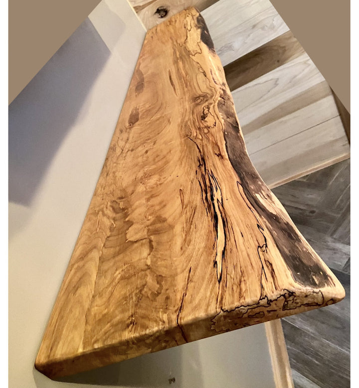 Maple Solid Wood Floating Shelf with Live Edge Steel Oak Size: 2" H x 24" W x 12" D