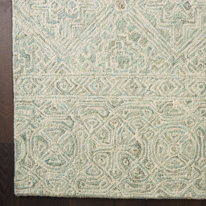Yeznig Scandinavian Geometric Handmade Wool Ivory/Teal Area Rug Charlton Home® Rug Size: Rectangle 8' x 11'