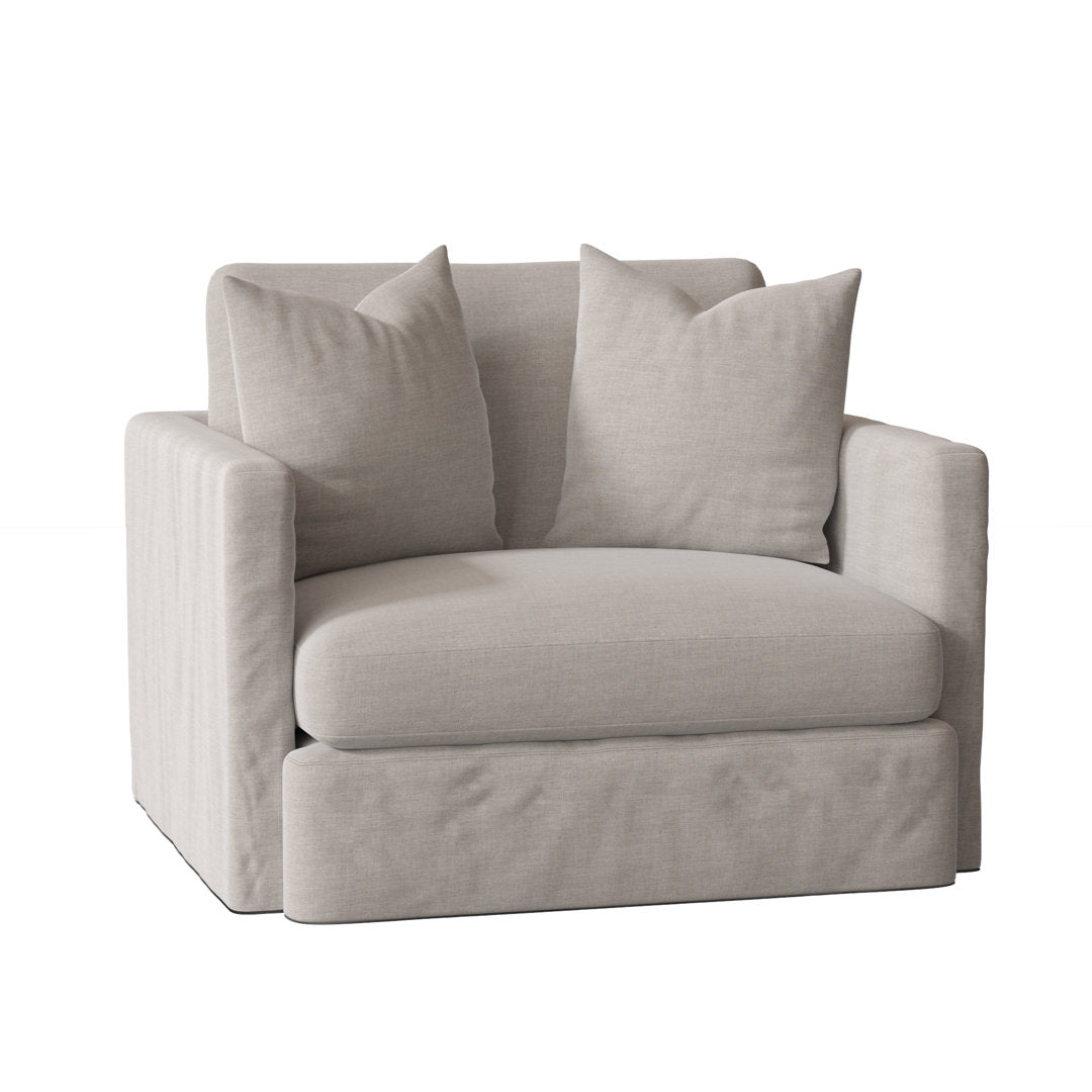 Kian 47" Wide Down Cushion Slipcovered Armchair Wayfair Custom Upholstery™ Fabric: Cast Silver Sunbrella®