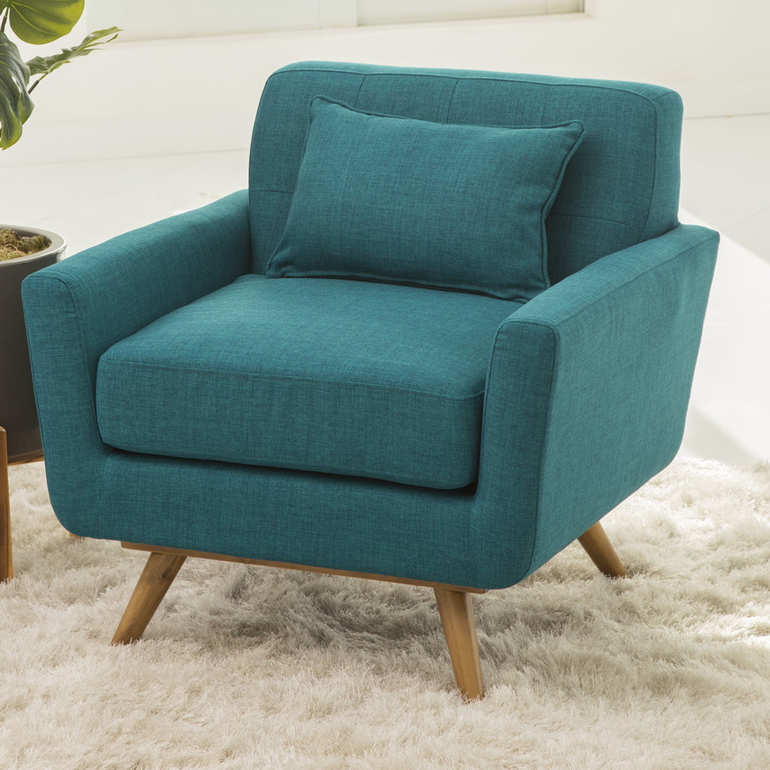 Norton St Philip 34" Wide Tufted Polyester Armchair Mercury Row® Fabric: Teal Blue