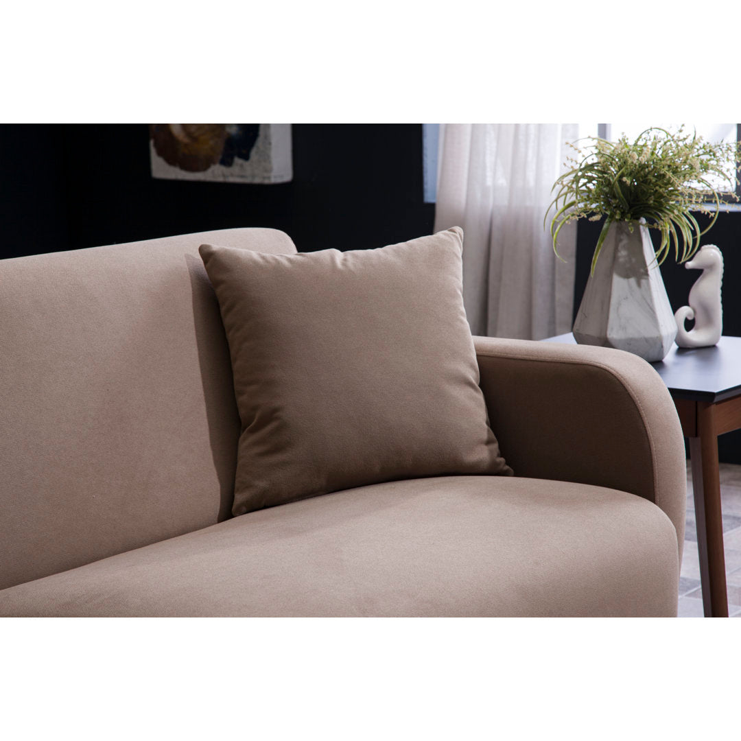 Lelana Twin 78.75 Polyester Tufted Sofa Brayden Studio® Fabric: Taupe