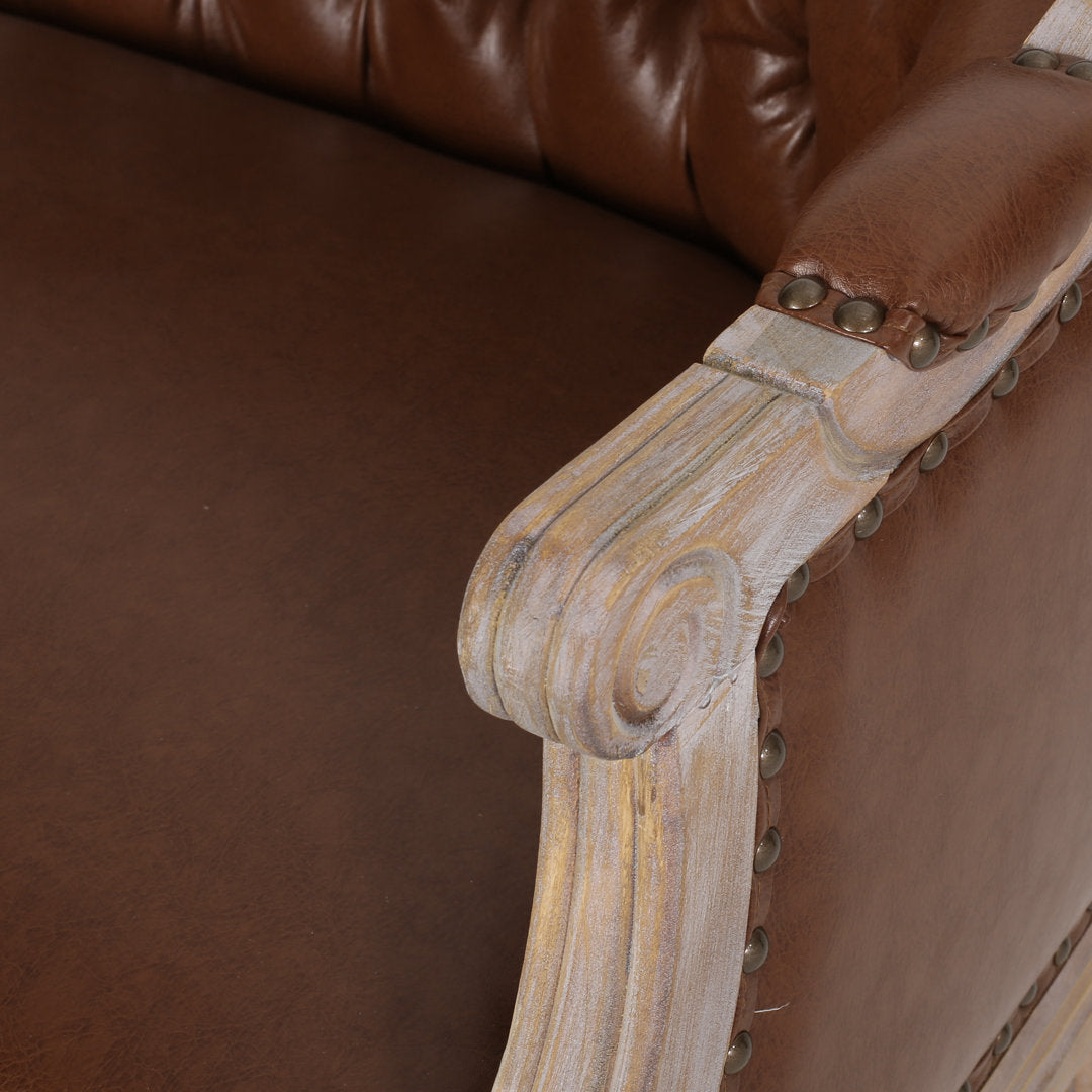 Atenea 49.5'' Upholstered & Birch Wood Loveseat August Grove® Upholstery Color: Cognac Faux Leather