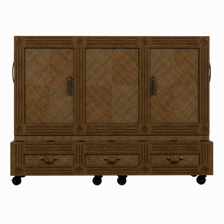 Imperial Queen Solid Wood Rolling Cabinet Bed with Mattress Red Barrel Studio® Color: Brown