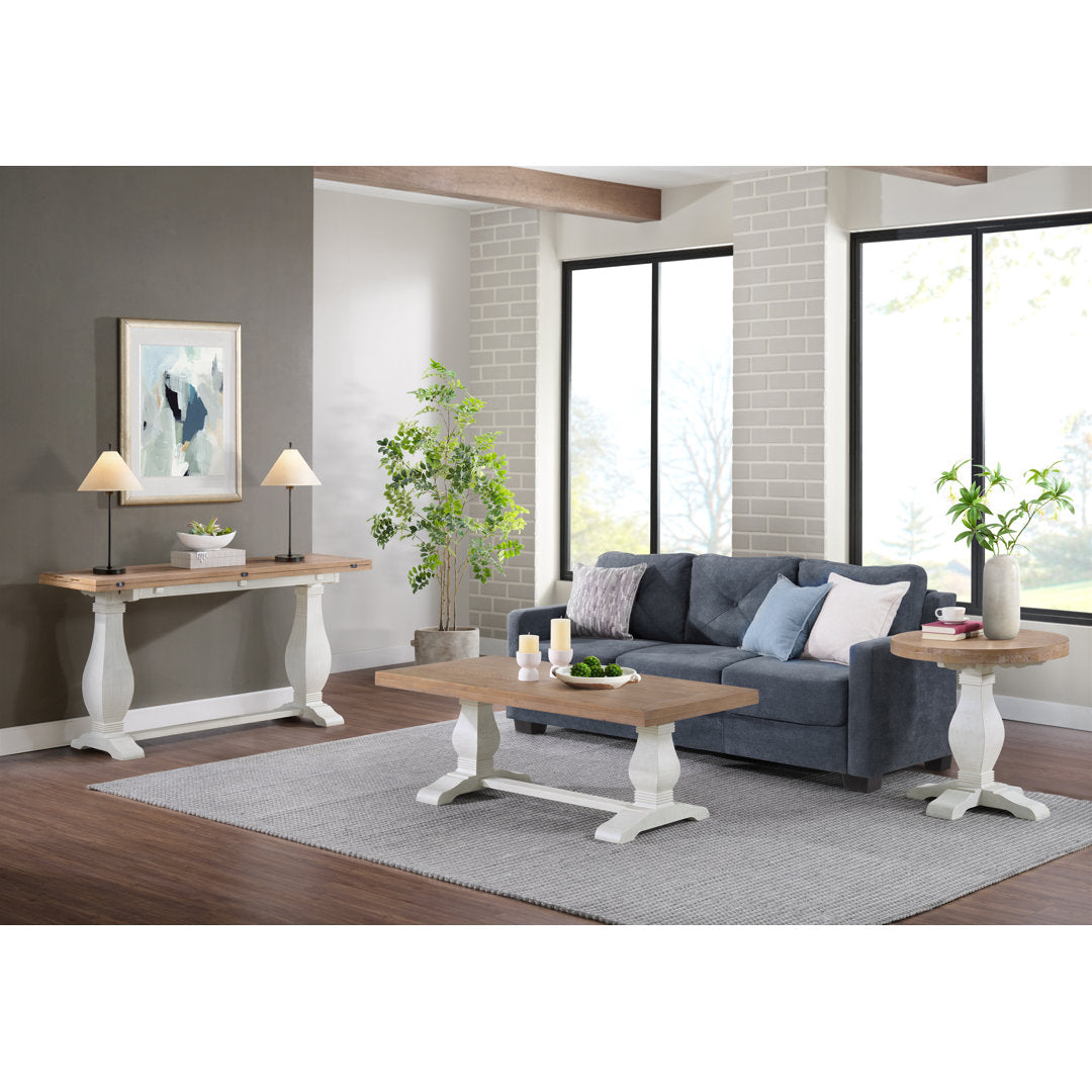Sarcoline Solid Wood Pedestal Coffee Table The Twillery Co.® Table Top Color/Table Base Color: Driftwood/White