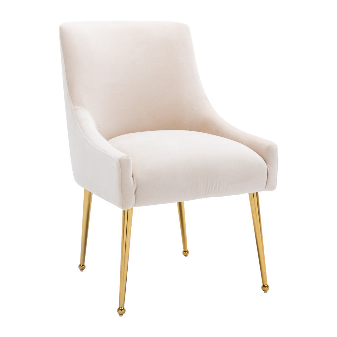 Surles Velvet Side Chair Everly Quinn Upholstery Color: Beige