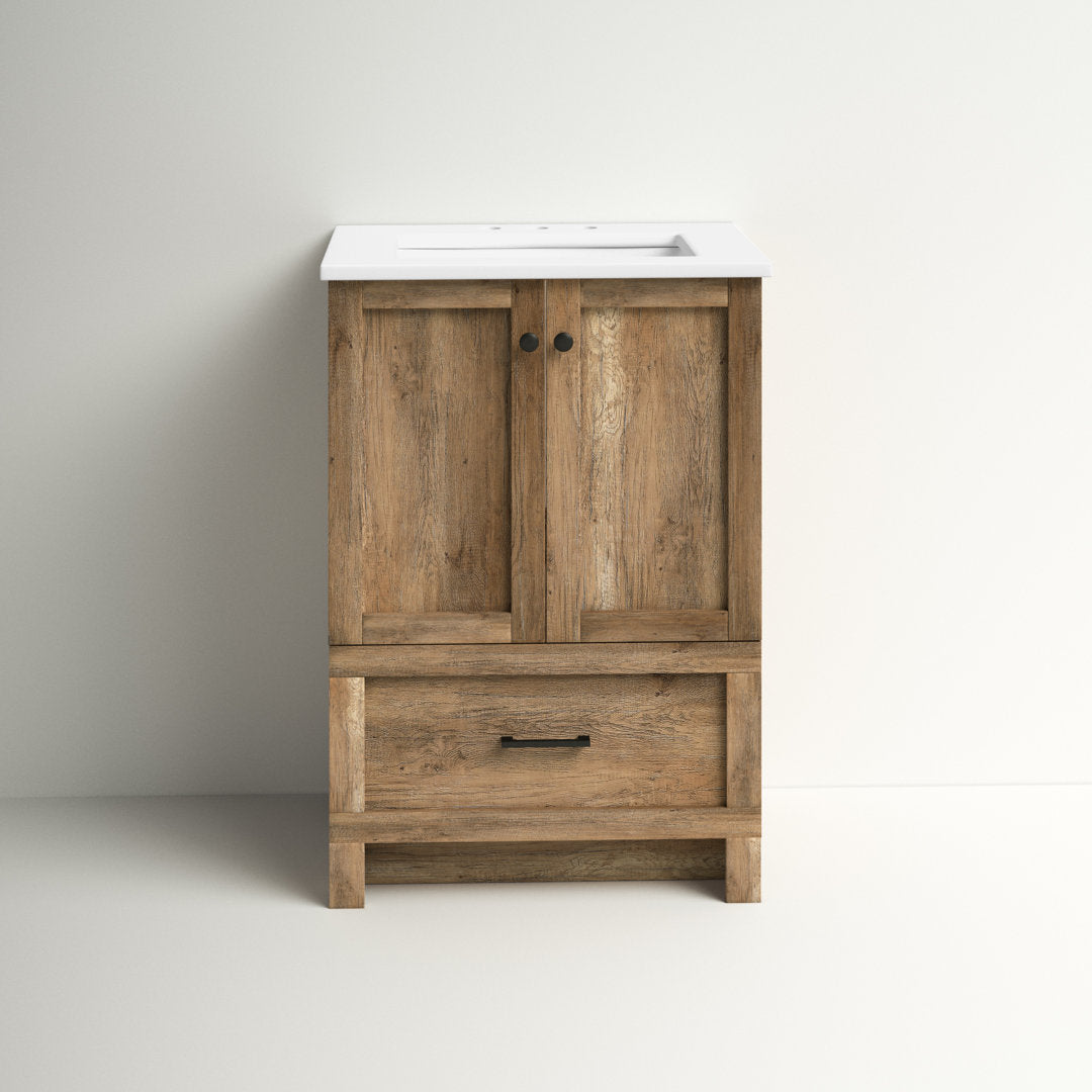 Ahmed 24" D x 19'' D x 34'' H Single Bathroom Vanity Sand & Stable™ Base Finish: Natural Oak