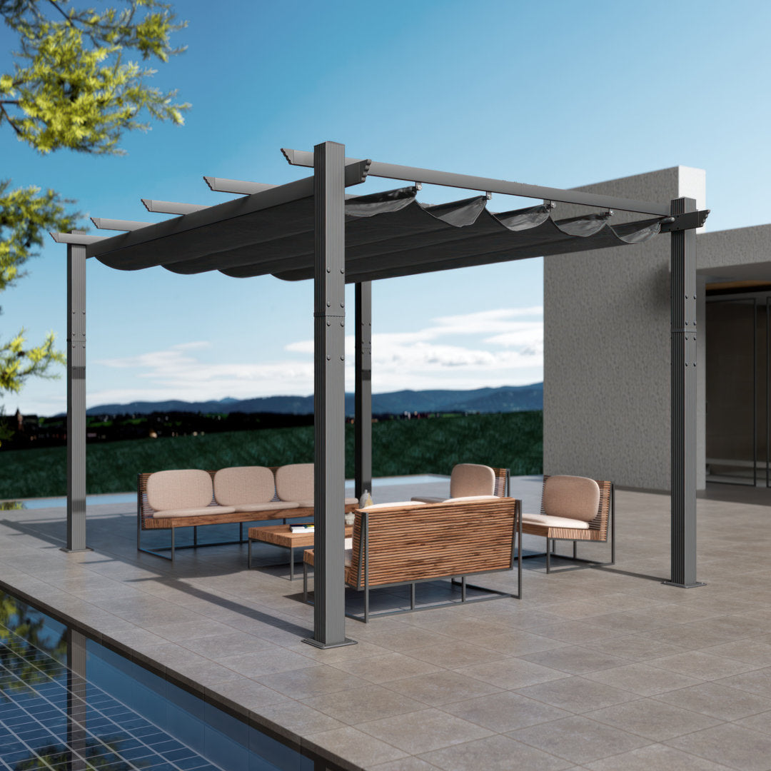 Atlantics Outdoor Retractable Pergola with Sun Shade Canopy 10' x 13' Kozyard Color: Gray