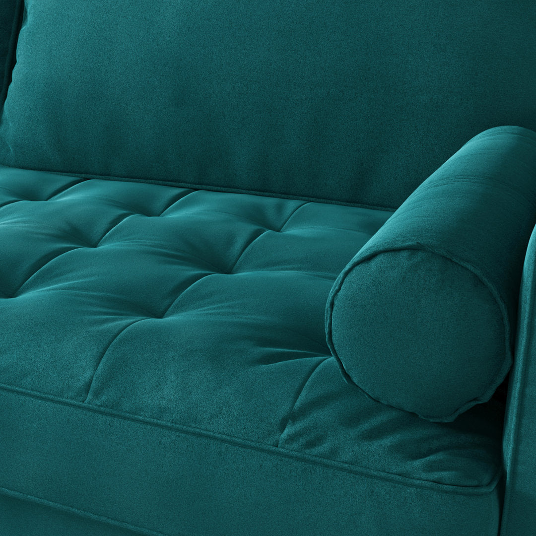 Sellner 70" Velvet Square Arm Tufted Seat Sofa George Oliver Fabric: Teal Blue Velvet