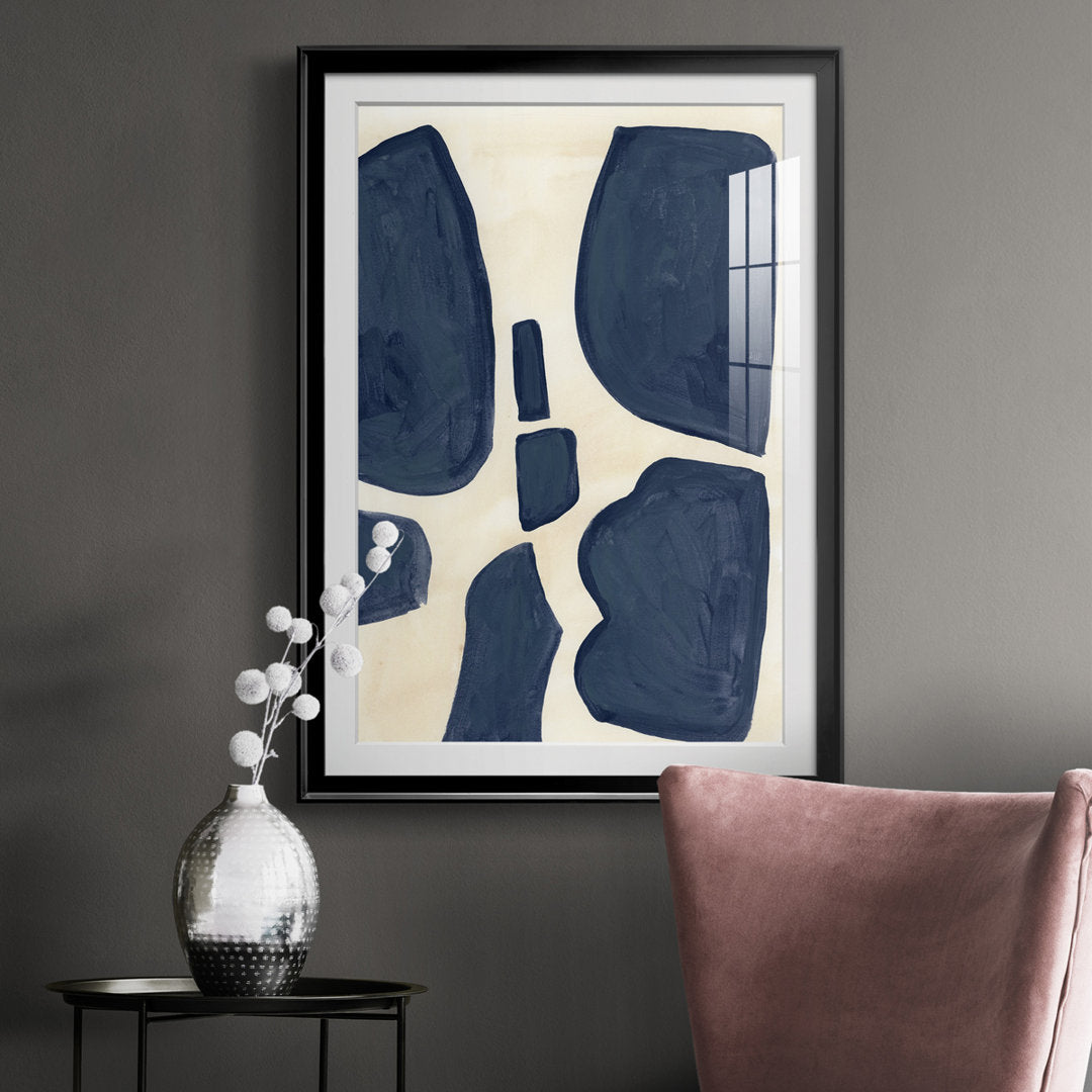 Blue Pieces II - Picture Frame Print Orren Ellis Size: 42.5" H x 30.5" W x 1" D Format: Black