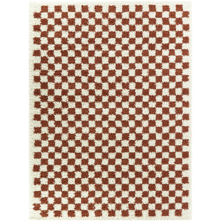 Walker Checkered Burnt Orange/Cream Shag Area Rug AllModern Rug Size: Rectangle 8'9" x 12'