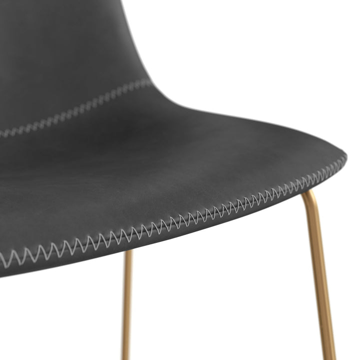 Nia Vegan Leather Bar & Counter Stool (Set of 2) AllModern Frame Color: Gold Seat Height: Counter Stool (24" Seat Height), Upholstery: Gray Vegan Leather