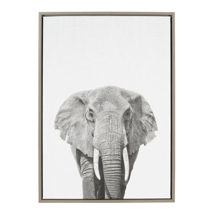Elephant Animal Print Black and White Portrait by Simon Te Tai - Photograph Print on Canvas Ivy Bronx Format: Gray Framed