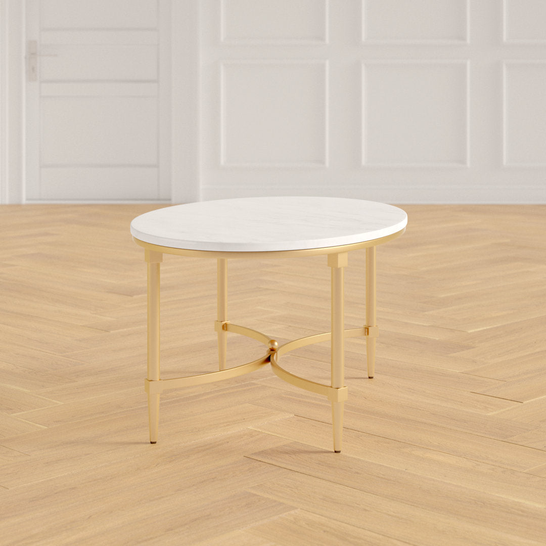 Bordeaux Gold Metal Faux Marble Top Oval Coffee Table Madison Park Signature