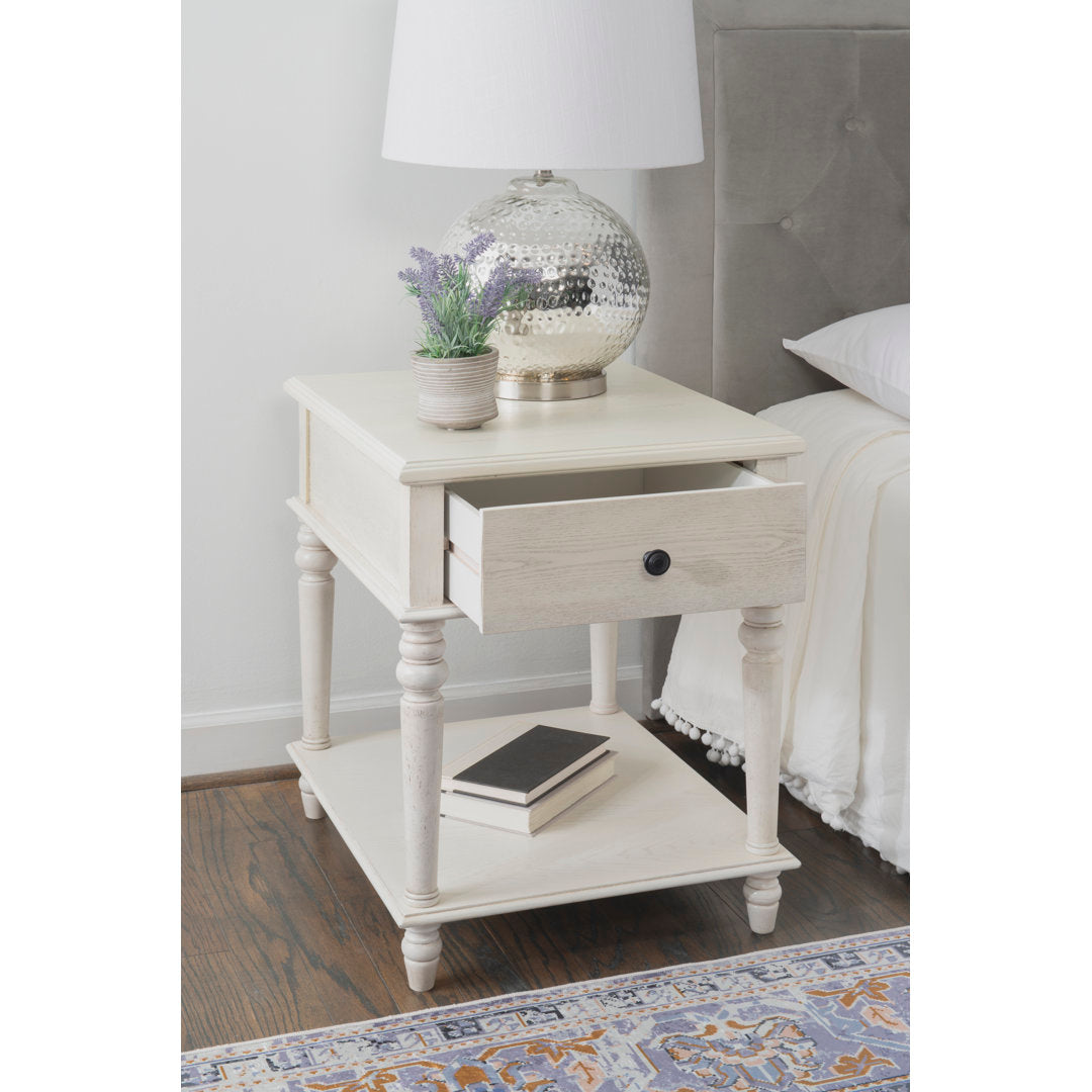 Birkley End Table with Storage Drawer Sand & Stable™ Color: Cream