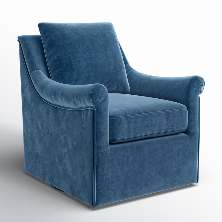 Atlanta Velvet Swivel Armchair Kelly Clarkson Home Upholstery Color: Blue