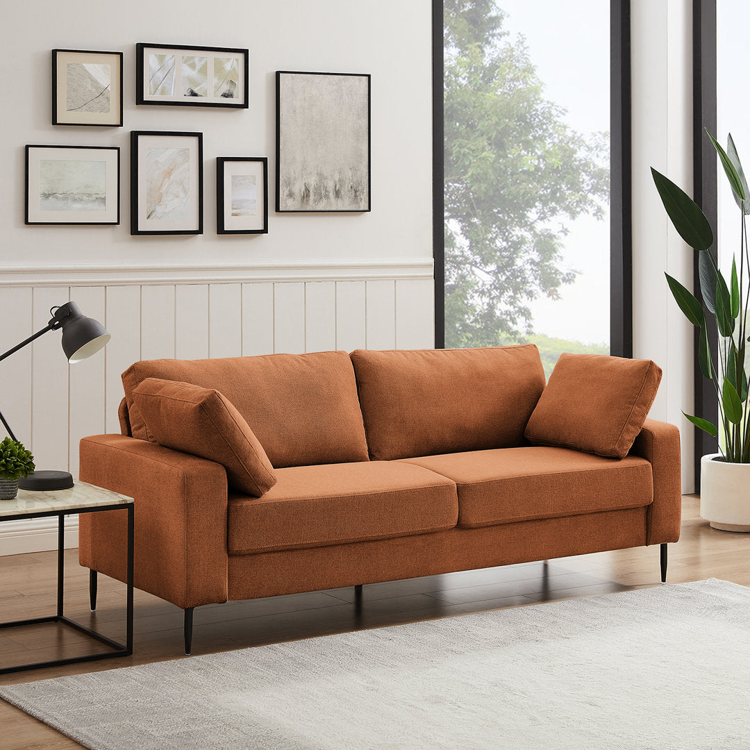 Jeses MINIMORE Modern Style Etta 84.3" Mid-Century Modern Design Sofa Corrigan Studio® Fabric: Rust Linen Blend