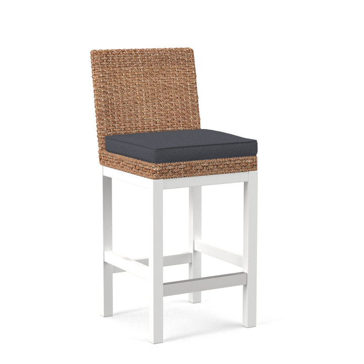 Seagrass Top Counter Stool Braxton Culler Leg Color: Frost White Finish Body Fabric: Blue Buffalo Check; 0120-61