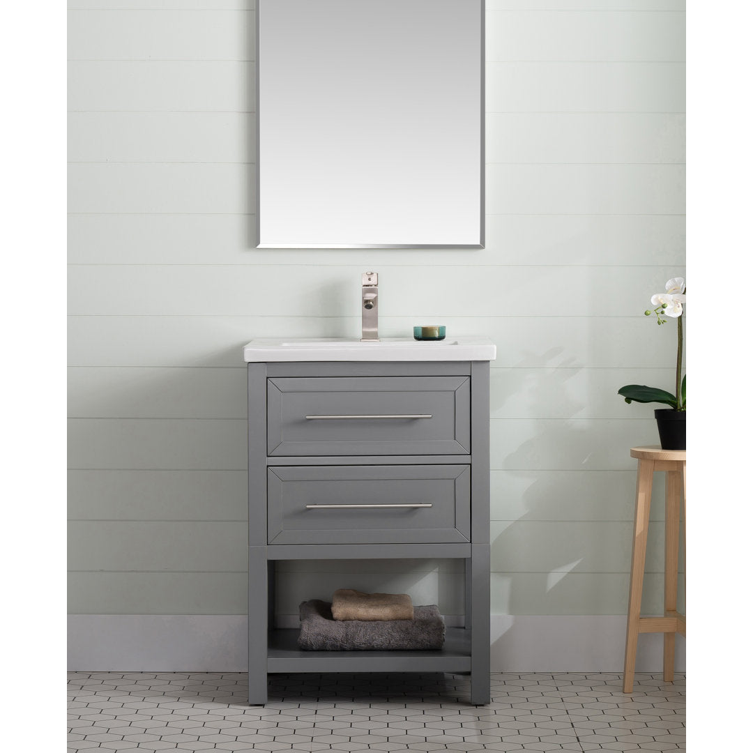 Bickley 24" Single Bathroom Vanity with Ceramic Top Beachcrest Home™ Base Finish: Gray