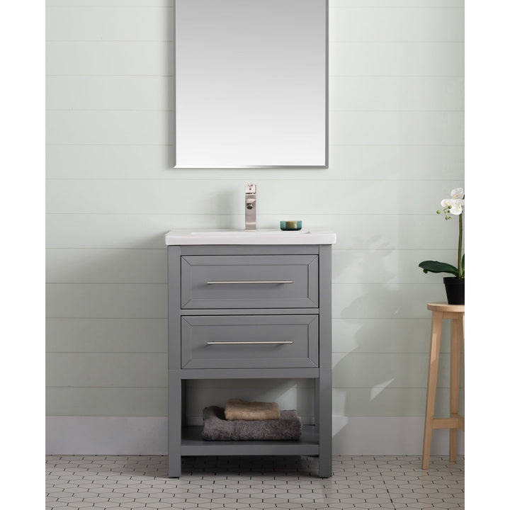 Bickley 24" Single Bathroom Vanity with Ceramic Top Beachcrest Home™ Base Finish: Gray