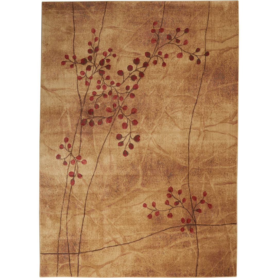 Arnim Floral Taupe/Beige/Red Area Rug Lark Manor™ Rug Size: Rectangle 9' x 12'