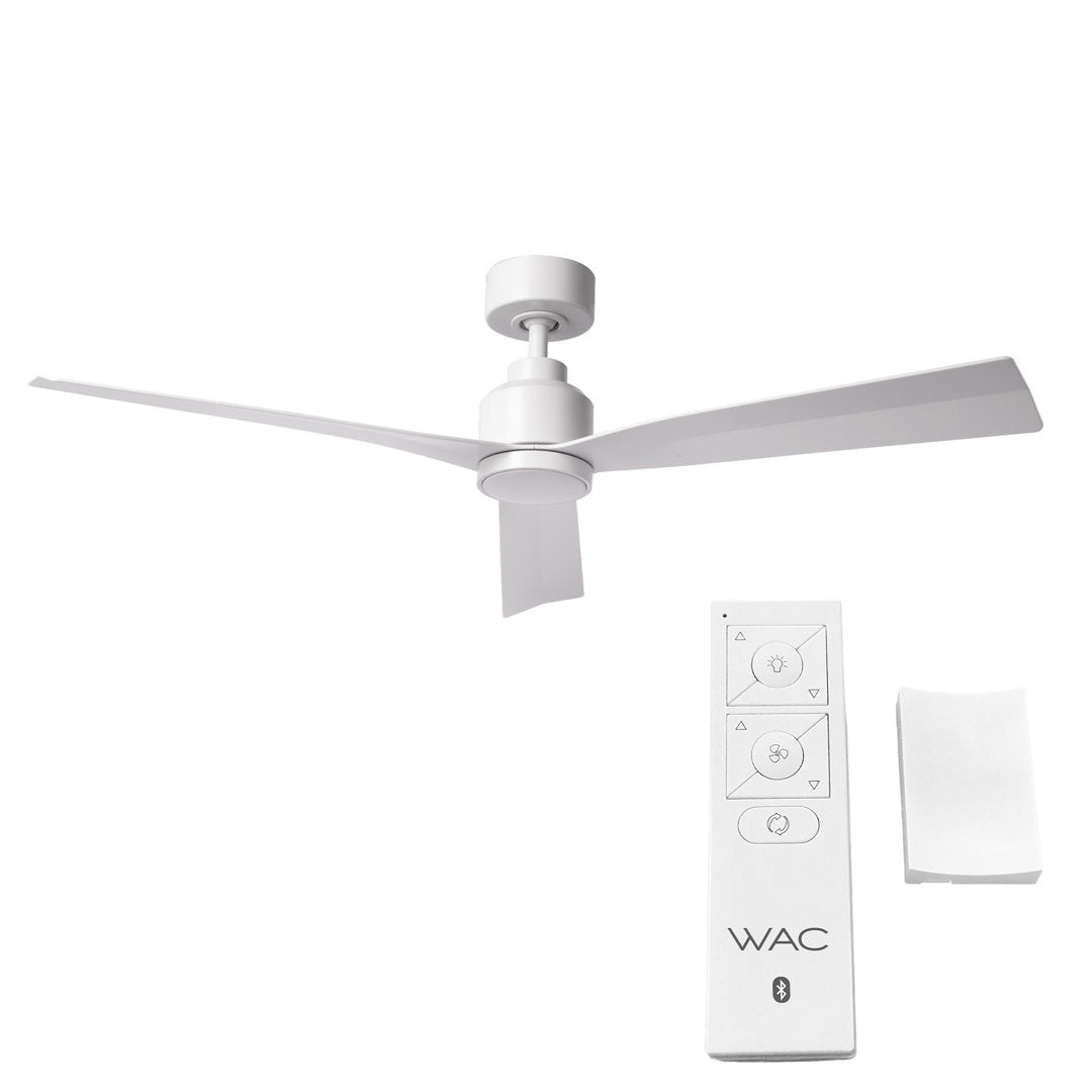 52" Smart Home Compatible 3 Blade Smart Ceiling Fan with Remote WAC Limited Fans Accessories: With Light Kit, Finish: Matte White