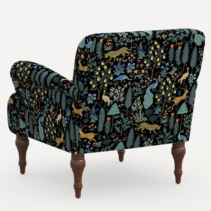 Rifle Paper Co. x Cloth & Company Bristol Armchair Rifle Paper Co. x Cloth & Company Body Fabric: Rpc Menagerie Black Linen